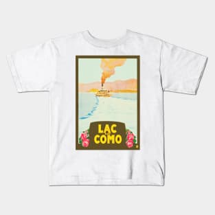 Lac de Como (Lake Como), Italy - Vintage Travel Poster Design Kids T-Shirt